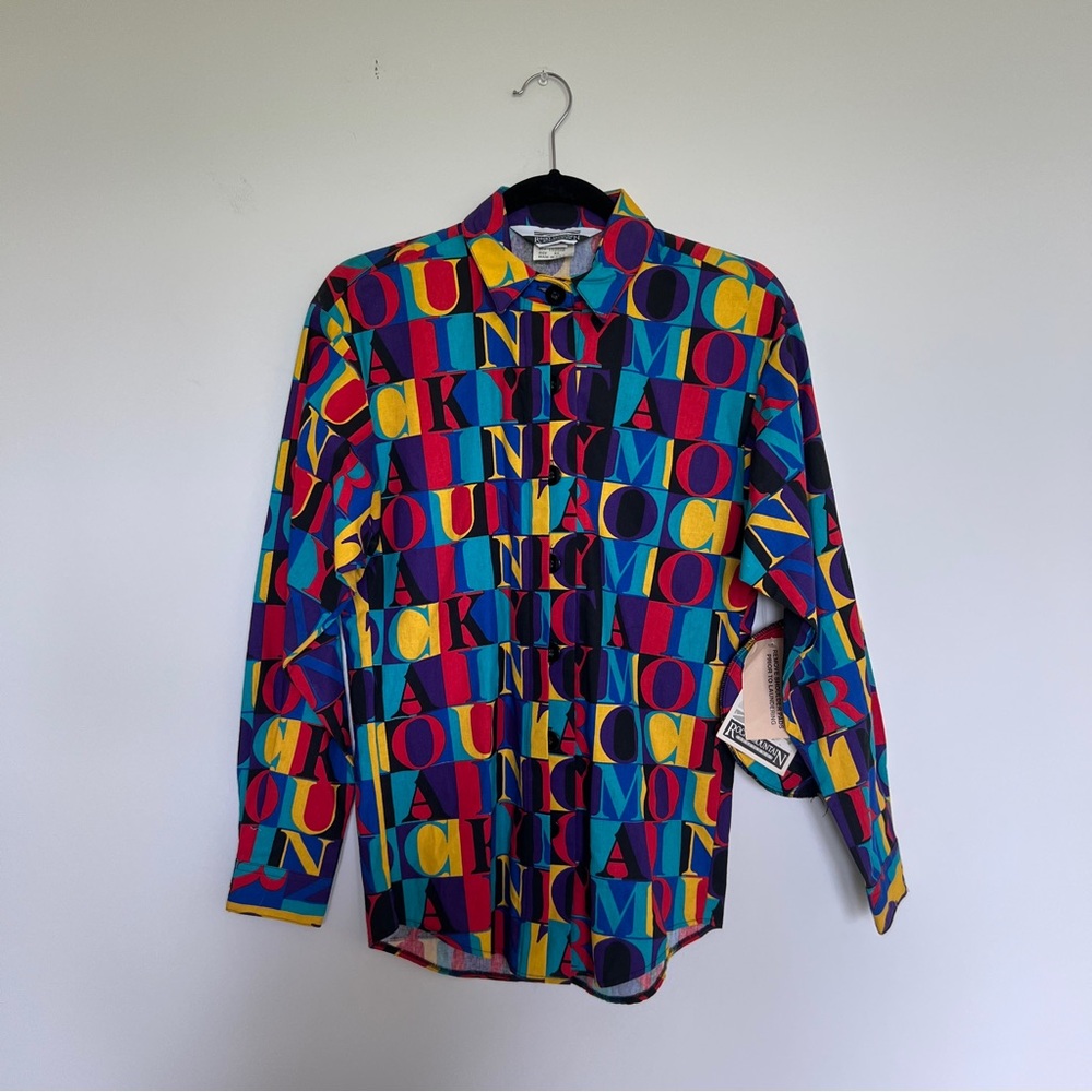 Vintage Dead stock Rocky Mountain Color Block Print Button‎ Down Shirt